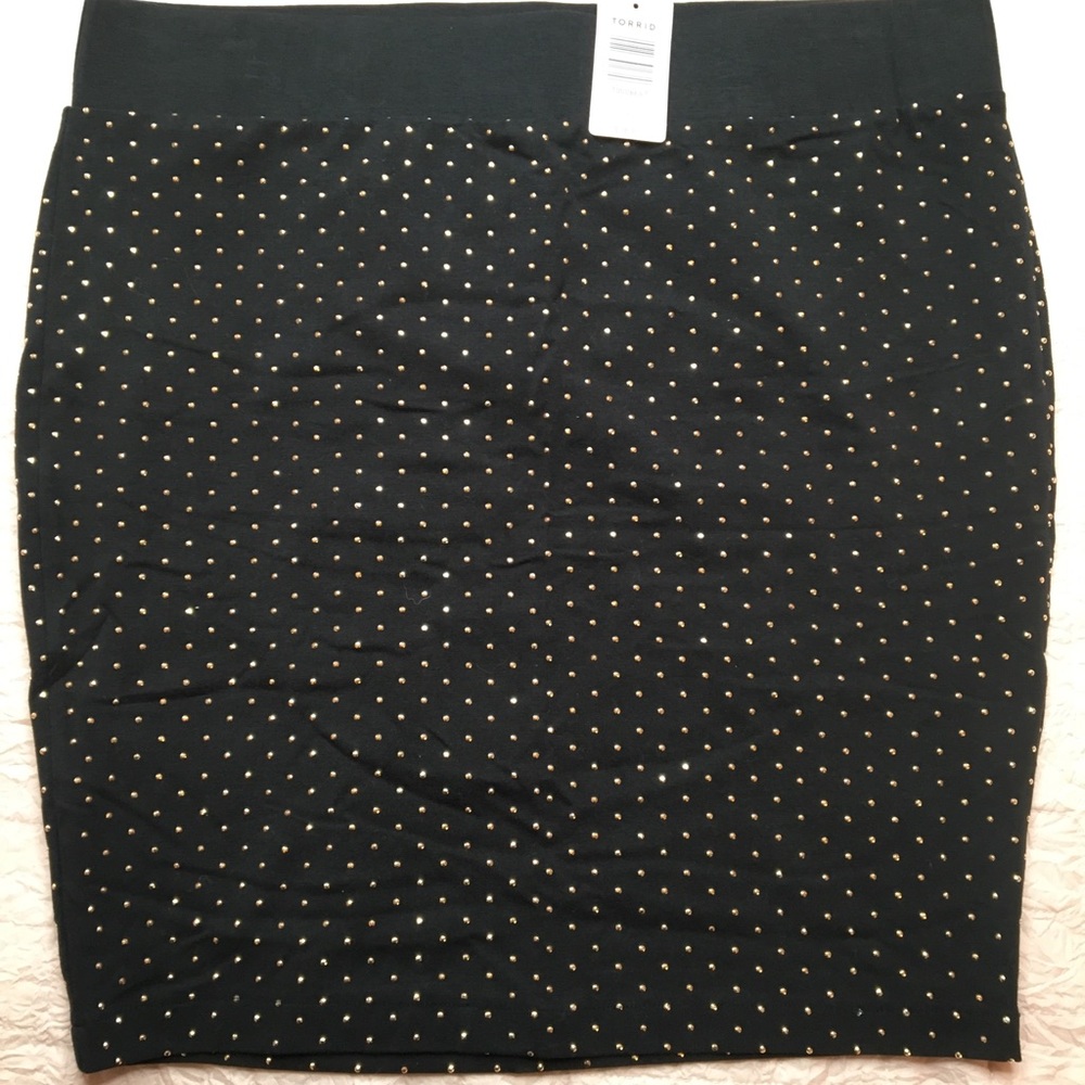Black gold studded mini skirt